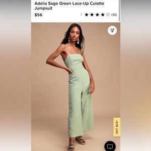 Lulus Sage Green cross back culottes jumpsuit